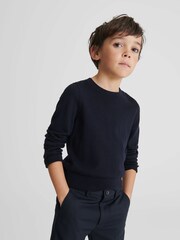 Reiss Navy Wessex Crew Neck Knitted Jumper - Image 1 of 7