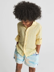 Reiss Lemon Ruban Long Sleeve Linen Shirt - Image 1 of 7