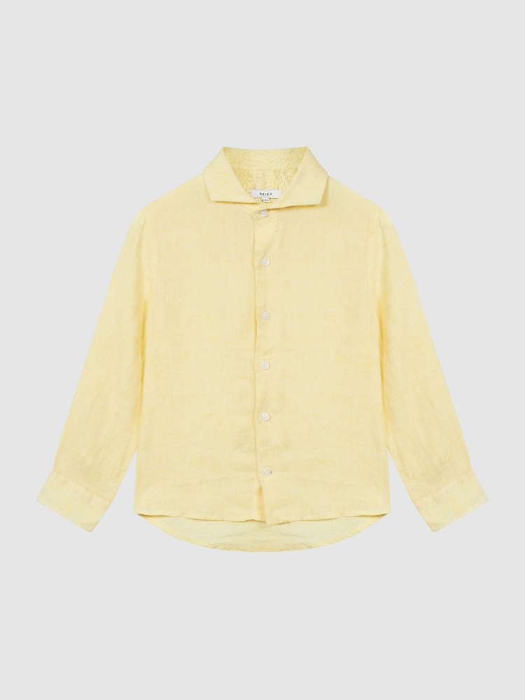Reiss Lemon Ruban Long Sleeve Linen Shirt - Image 2 of 7