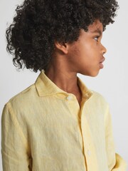 Reiss Lemon Ruban Long Sleeve Linen Shirt - Image 4 of 7