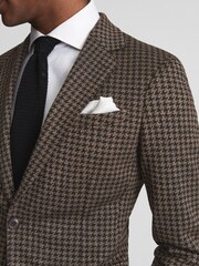 Reiss Black/Brown Wisdom Slim Fit Jersey Dogtooth Blazer - Image 4 of 6