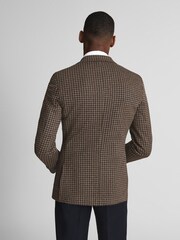 Reiss Black/Brown Wisdom Slim Fit Jersey Dogtooth Blazer - Image 5 of 6