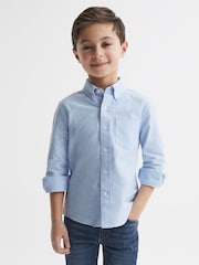 Reiss Soft Blue Greenwich 4-9 yrs Button Down Oxford Shirt - Image 3 of 7