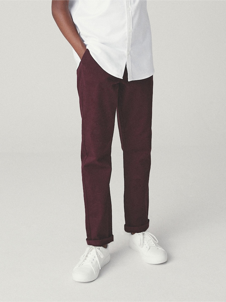 Burgundy Red Regular Fit Stretch Chino Trousers (3-16yrs) - Image 1 of 4