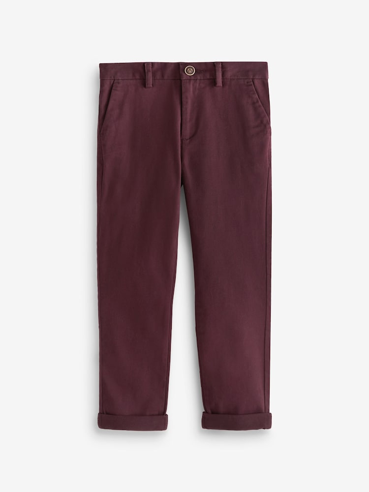 Burgundy Red Regular Fit Stretch Chino Trousers (3-16yrs) - Image 3 of 4