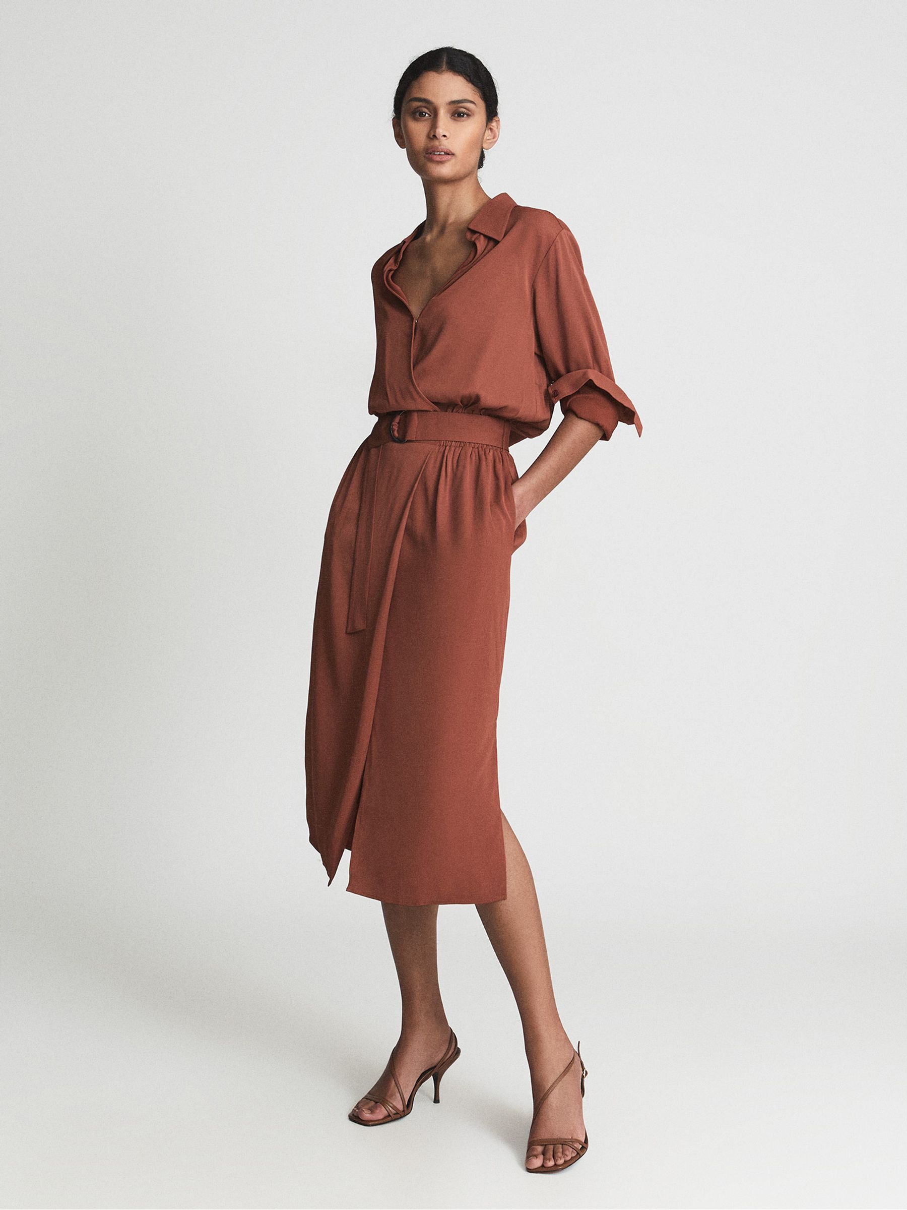 Reiss rust dress top