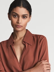 Reiss Rust Emilie Regular Belted Midi Dress - Image 4 of 6