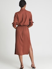 Reiss Rust Emilie Regular Belted Midi Dress - Image 5 of 6