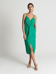 Reiss Tie Detail Linen Midi Dress - Imagen 3 de 5