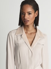 Reiss Nude Alyana Pleated Flippy Dress - Image 4 of 7