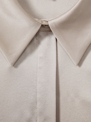 Reiss Champagne Hailey Silk Double-Cuff Button-Through Shirt - Image 5 of 7
