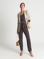 Reiss Grape Selena Jersey V-neck Top - Image 3 of 6