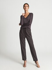 Reiss Grape Selena Jersey V-neck Top - Image 4 of 6