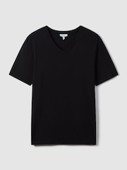 Reiss Black Dayton Cotton V-Neck T-Shirt - Image 2 of 8