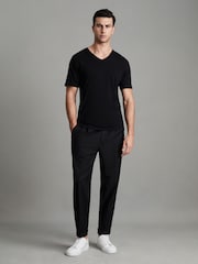 Reiss Black Dayton Cotton V-Neck T-Shirt - Image 3 of 8