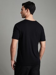 Reiss Black Dayton Cotton V-Neck T-Shirt - Image 4 of 8