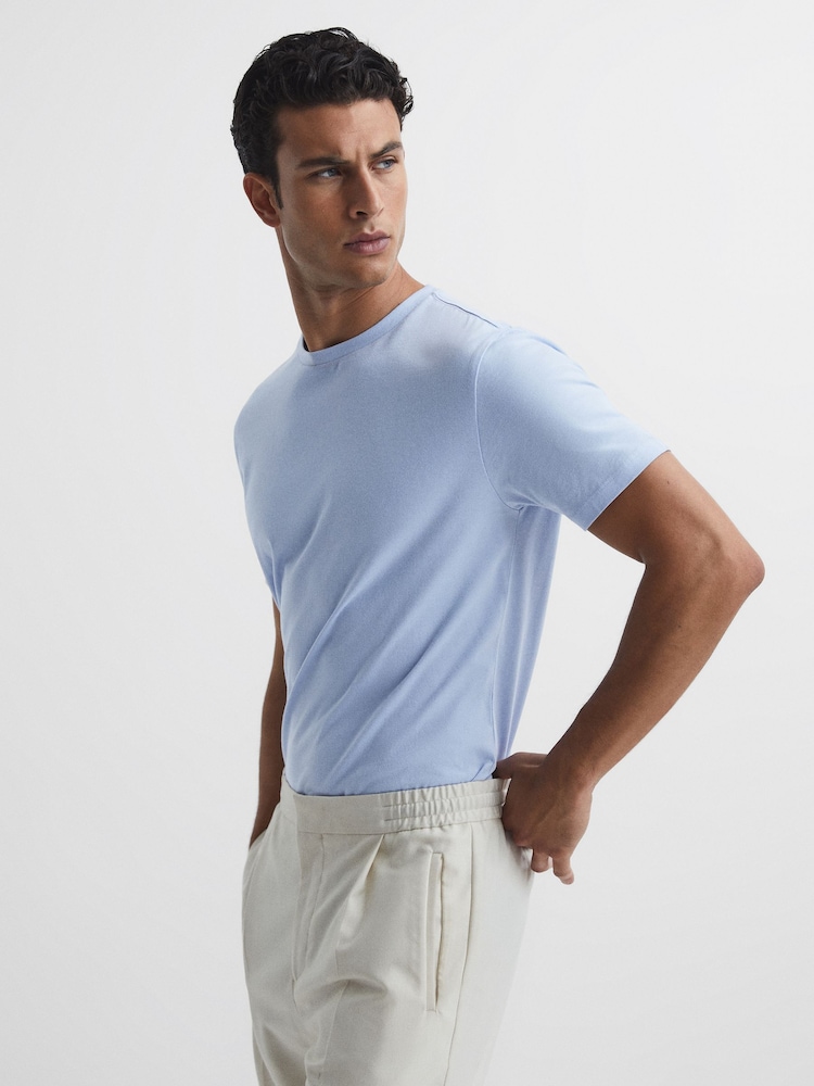 Reiss Soft Blue Bless Crew Neck T-shirt - Image 1 of 6