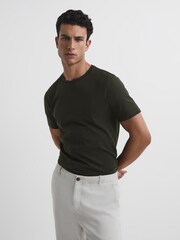 Verde oxidado - Camiseta con cuello redondo Bless de Reiss - Imagen 1 de 7