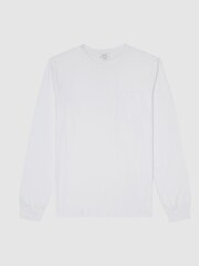 Reiss White Bruno Long Sleeved Crew Neck T-shirt - Image 2 of 7