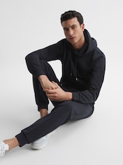 Reiss Navy Premier Interlock Jersey Drawstring Joggers - Image 7 of 7