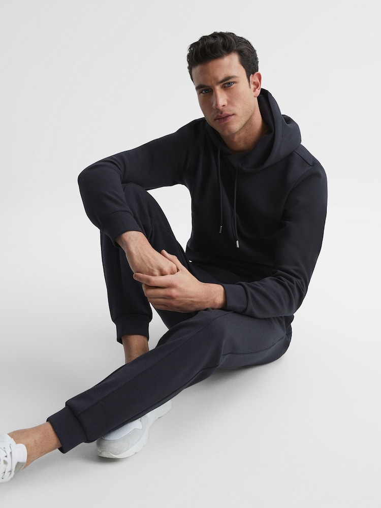 Reiss Navy Premier Interlock Jersey Drawstring Joggers - Image 7 of 7