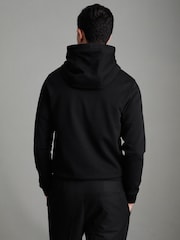Reiss Black Taylor Hybrid Quilt and Knit Zip-Through Hooded Jacket - Image 4 of 7