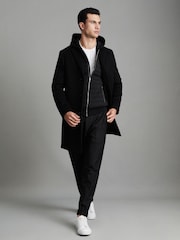 Reiss Black Taylor Hybrid Quilt and Knit Zip-Through Hooded Jacket - Image 7 of 7