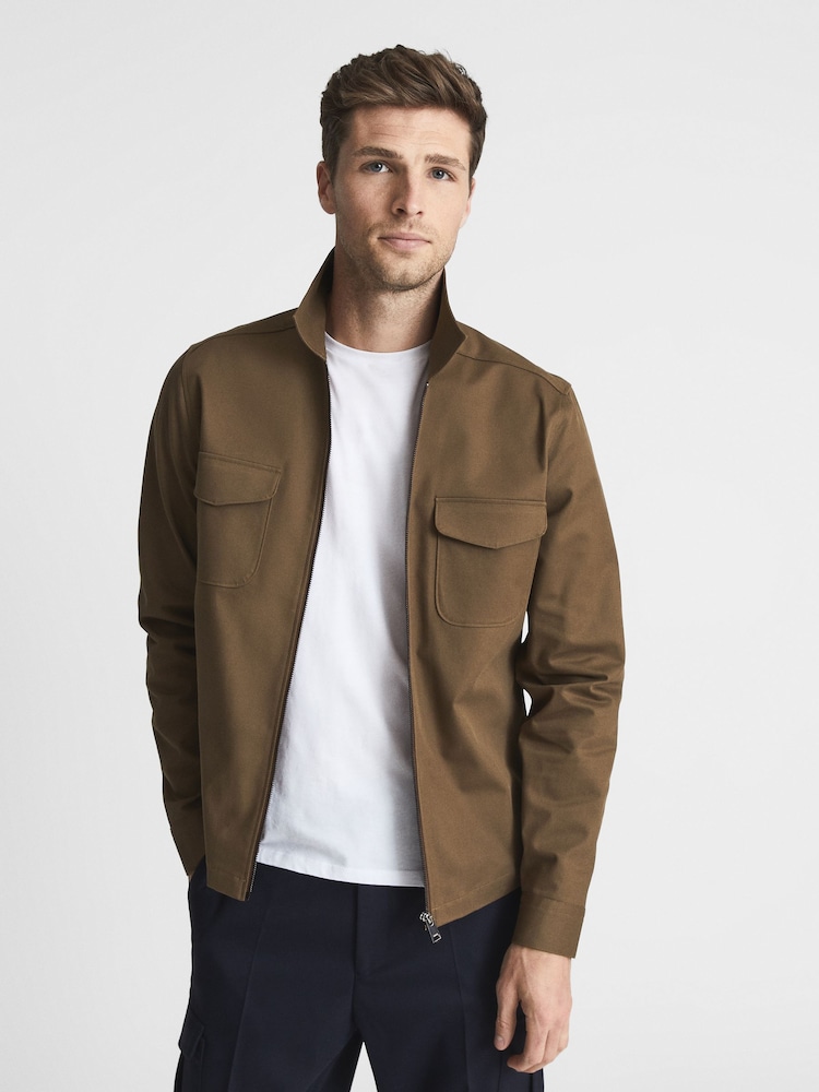 Reiss Mushroom Gemini Zip Through Overshirt - Image 1 of 6