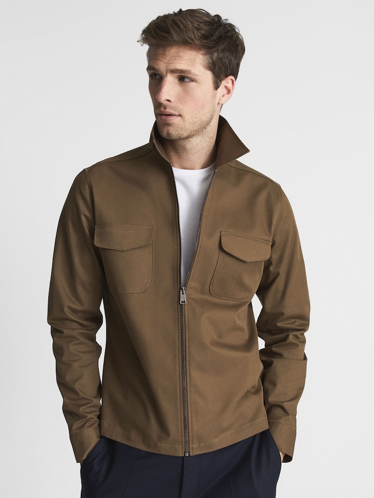 Reiss Mushroom Gemini Zip Through Overshirt - Image 6 of 6