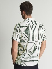 Reiss Ivory Mackrae Cuban Collar Tribal Print Shirt - Image 5 of 6