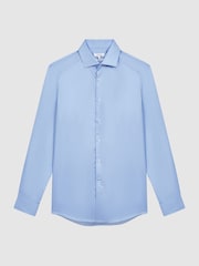 Reiss Mid Blue Remote Bengal Slim Fit Cotton Sateen Striped Shirt - Image 2 of 8