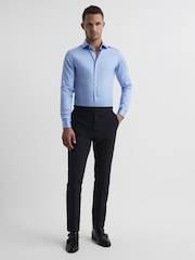 Reiss Mid Blue Remote Bengal Slim Fit Cotton Sateen Striped Shirt - Image 3 of 8