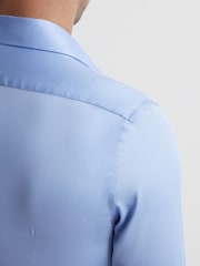 Reiss Mid Blue Remote Bengal Slim Fit Cotton Sateen Striped Shirt - Image 4 of 8