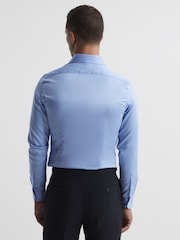 Reiss Mid Blue Remote Bengal Slim Fit Cotton Sateen Striped Shirt - Image 5 of 8