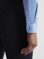 Reiss Mid Blue Remote Bengal Slim Fit Cotton Sateen Striped Shirt - Image 6 of 8