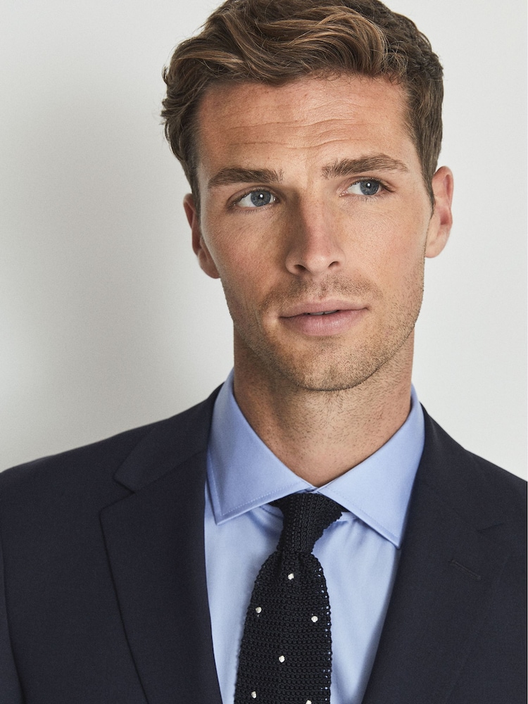 Reiss Mid Blue Remote Bengal Slim Fit Cotton Sateen Striped Shirt - Image 8 of 8