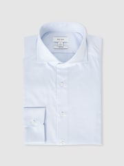 Reiss Soft Blue Storm Slim Fit Two-Fold Cotton Shirt - Image 1 of 9