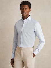 Reiss Soft Blue Storm Slim Fit Two-Fold Cotton Shirt - Image 3 of 9
