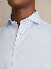 Reiss Soft Blue Storm Slim Fit Two-Fold Cotton Shirt - Image 7 of 9