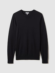 Reiss Navy Wessex Merino Wool Crew Neck Jumper - Image 2 of 6