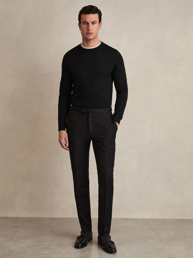 Reiss Black Wessex Merino Wool Crew Neck Jumper - Image 3 of 7