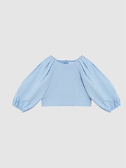 Reiss Blue Marlie Bow Back Linen Top - Image 2 of 7