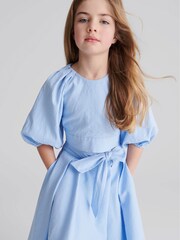 Reiss Blue Marlie Bow Back Linen Top - Image 4 of 7