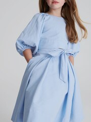 Reiss Blue Marlie Bow Back Linen Top - Image 6 of 7
