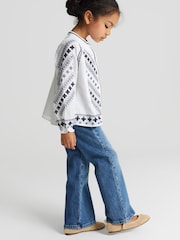 Reiss White Clara Junior Embroidered Blouse - Image 1 of 6