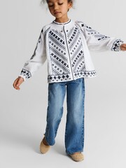 Reiss White Clara Junior Embroidered Blouse - Image 3 of 6