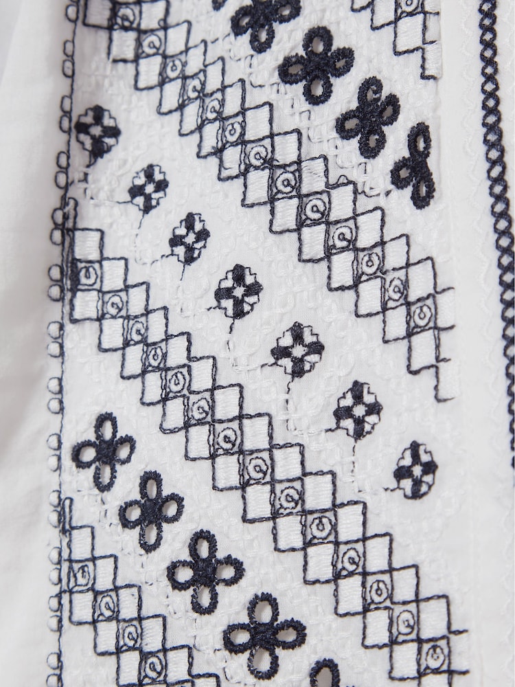 Reiss White Clara Junior Embroidered Blouse - Image 6 of 6