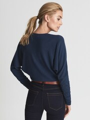 Reiss Navy Jolie V-Neck Cashmere Blend Jumper - Image 4 of 6