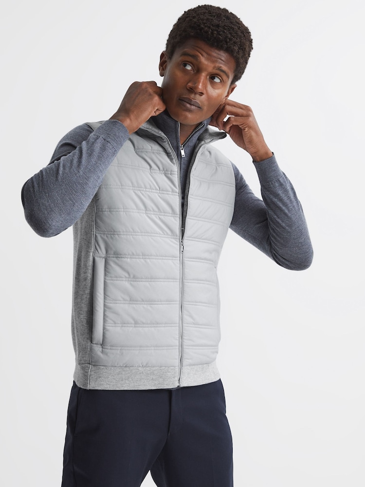Reiss Soft Grey William Quilted Gilet - Image 1 of 7