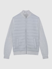 Reiss Soft Grey Trainer Hybrid Zip Through Quilted Jumper - Image 2 of 6
